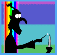 silhouette of male Nome wearing a Brush symbol and lighting a candle