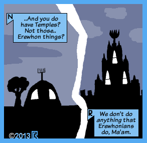 silhouettes of standard temple and tall multi-storey version